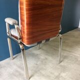 Chrome and wood armchair from the 70s