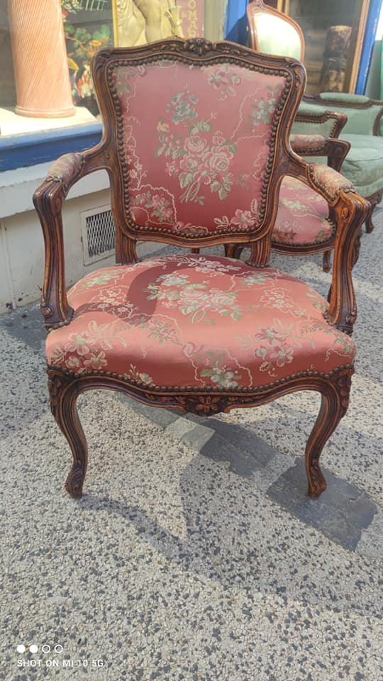Pair of Louis XV style cabriolet armchairs