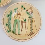 Set of 5 ceramic bowls with character motifs from Romania
