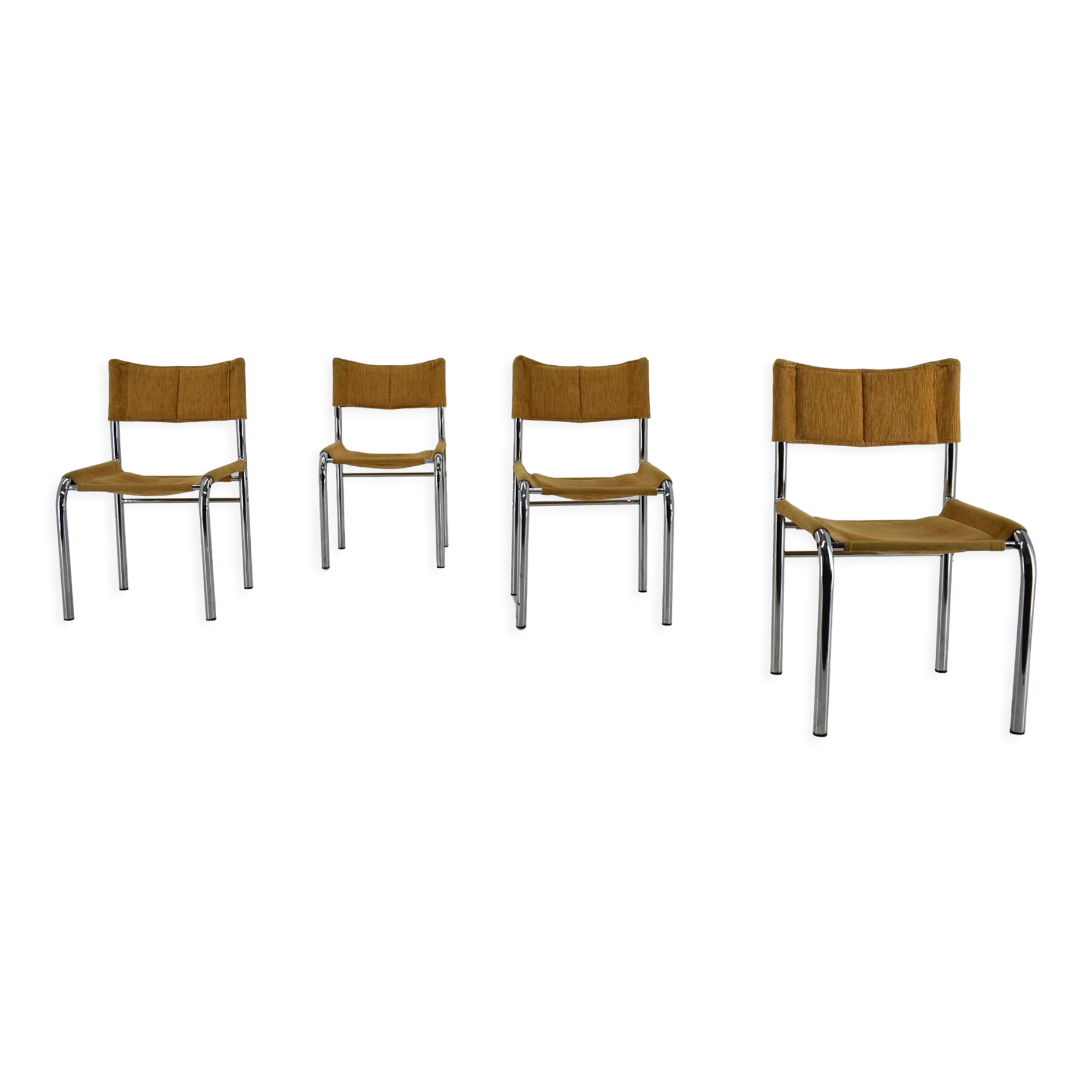 Set of four design chrome dining chairs by Viliam Chlebo, Czechoslovakia, 1980s