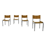 Set of four design chrome dining chairs by Viliam Chlebo, Czechoslovakia, 1980s