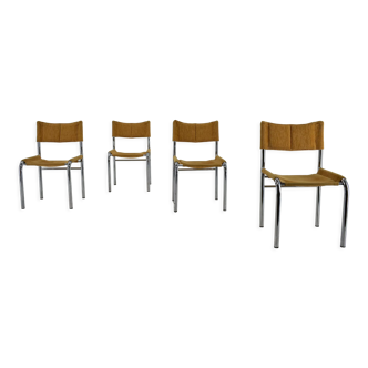 Set of four design chrome dining chairs by Viliam Chlebo, Czechoslovakia, 1980s