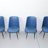 Ensemble de 4 chaises de salle à manger italiennes avec pieds en laiton, années 1950