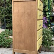 Art Deco chest of drawers in raw oak and yellow