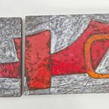 SET OF 2 VINTAGE PANELS FORMING A MURAL 1960 CLOUTIER BROTHERS ROBERT & JEAN 60S