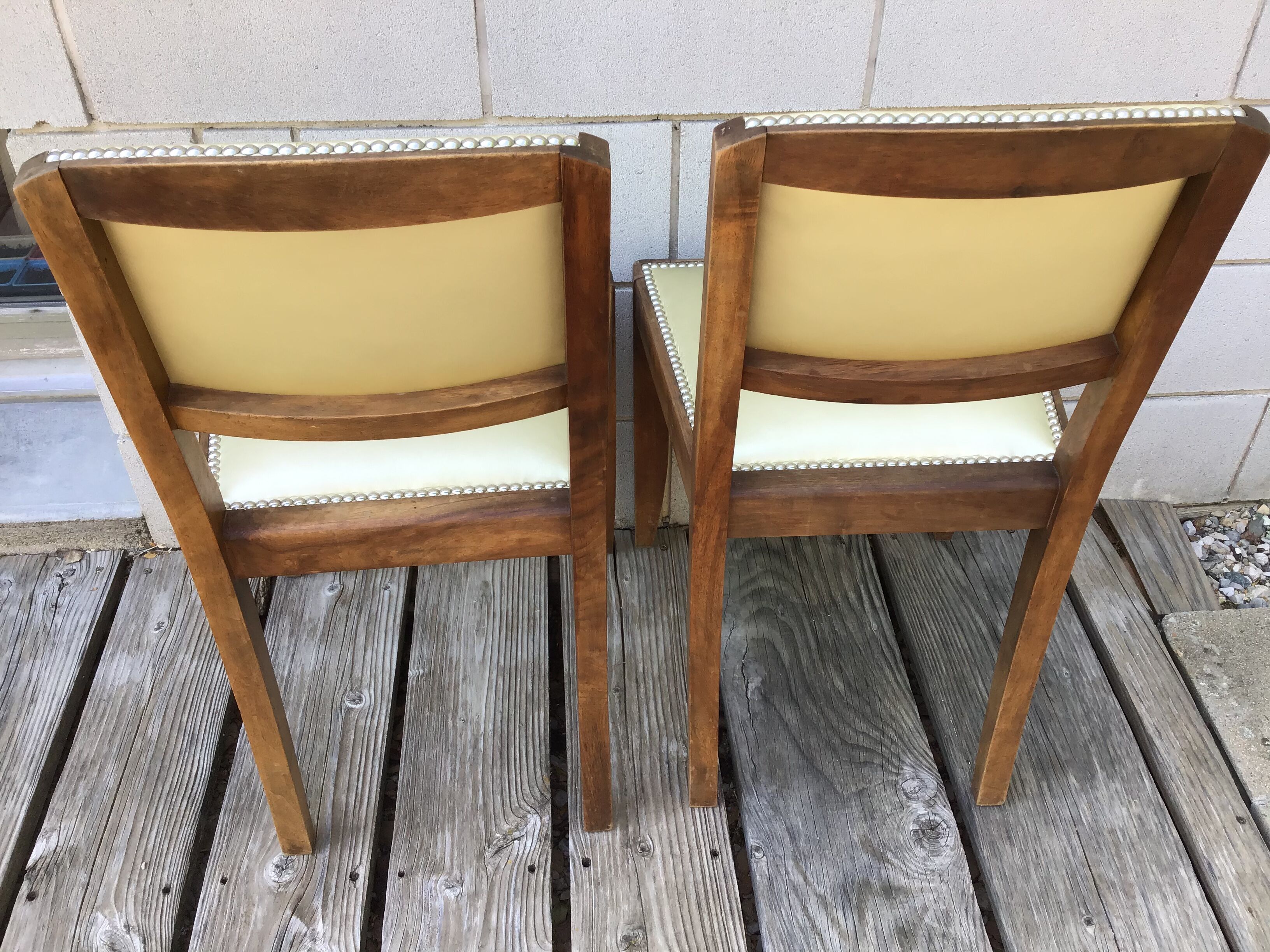 2 solid wood satin art deco chairs