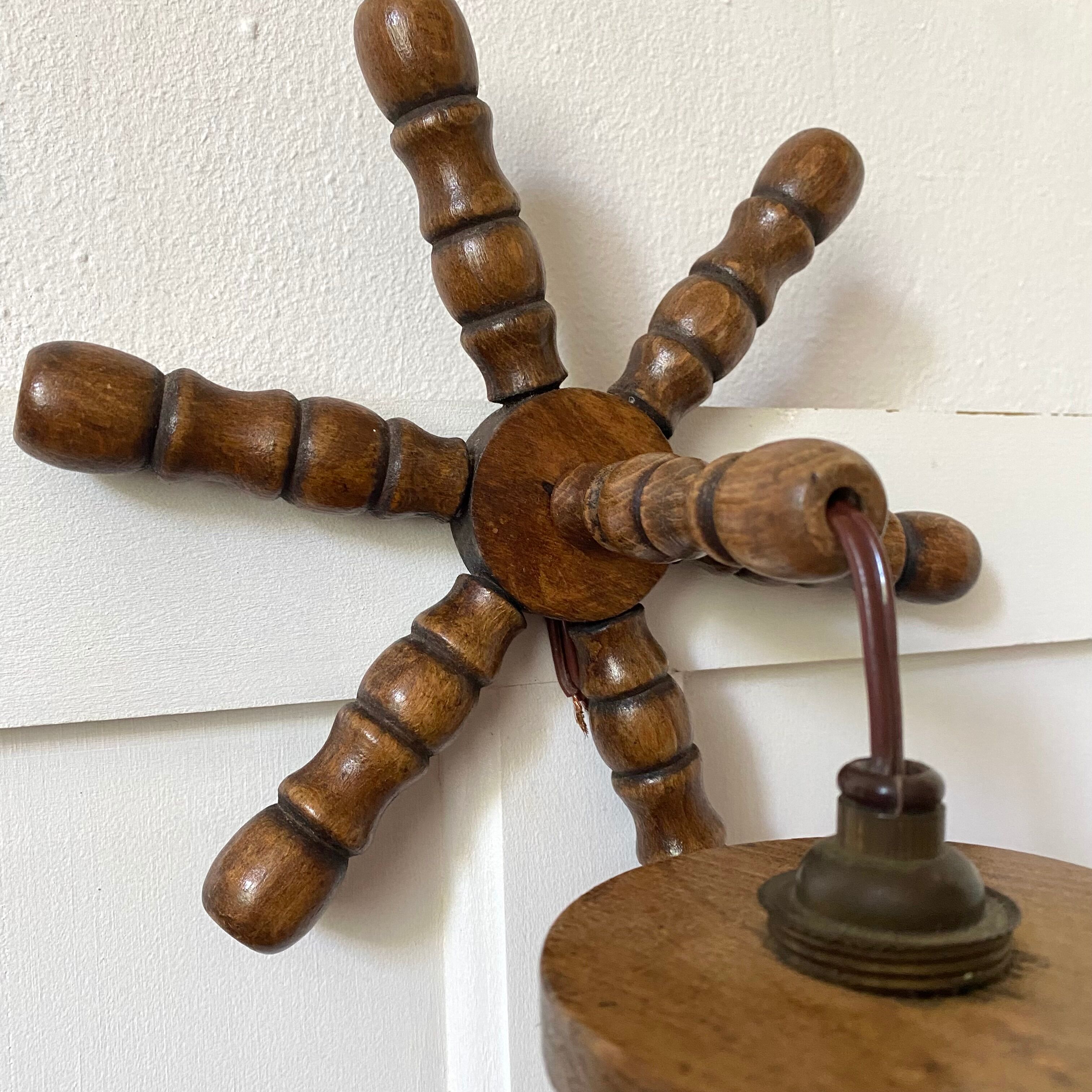 Pair of turned wood wall lights, 1960s