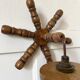 Pair of turned wood wall lights, 1960s