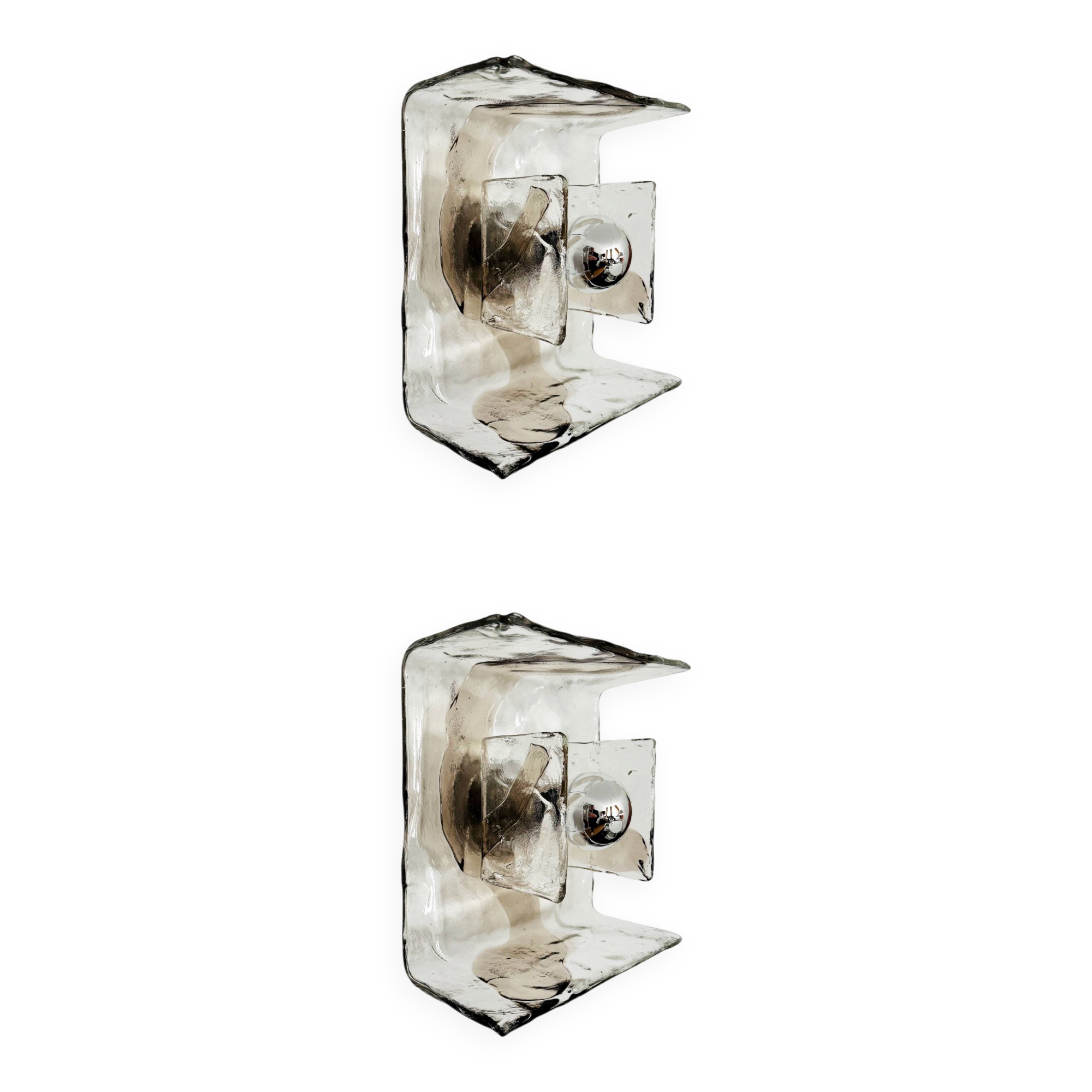 Set of 2 Murano Glass Wall or Ceiling Lamps by Carlo Nason for Mazzega