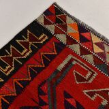 3x12 Wine Red Geometric Vintage Runner Rug, 99x352Cm