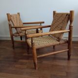Wooden armchairs and rope 1950
