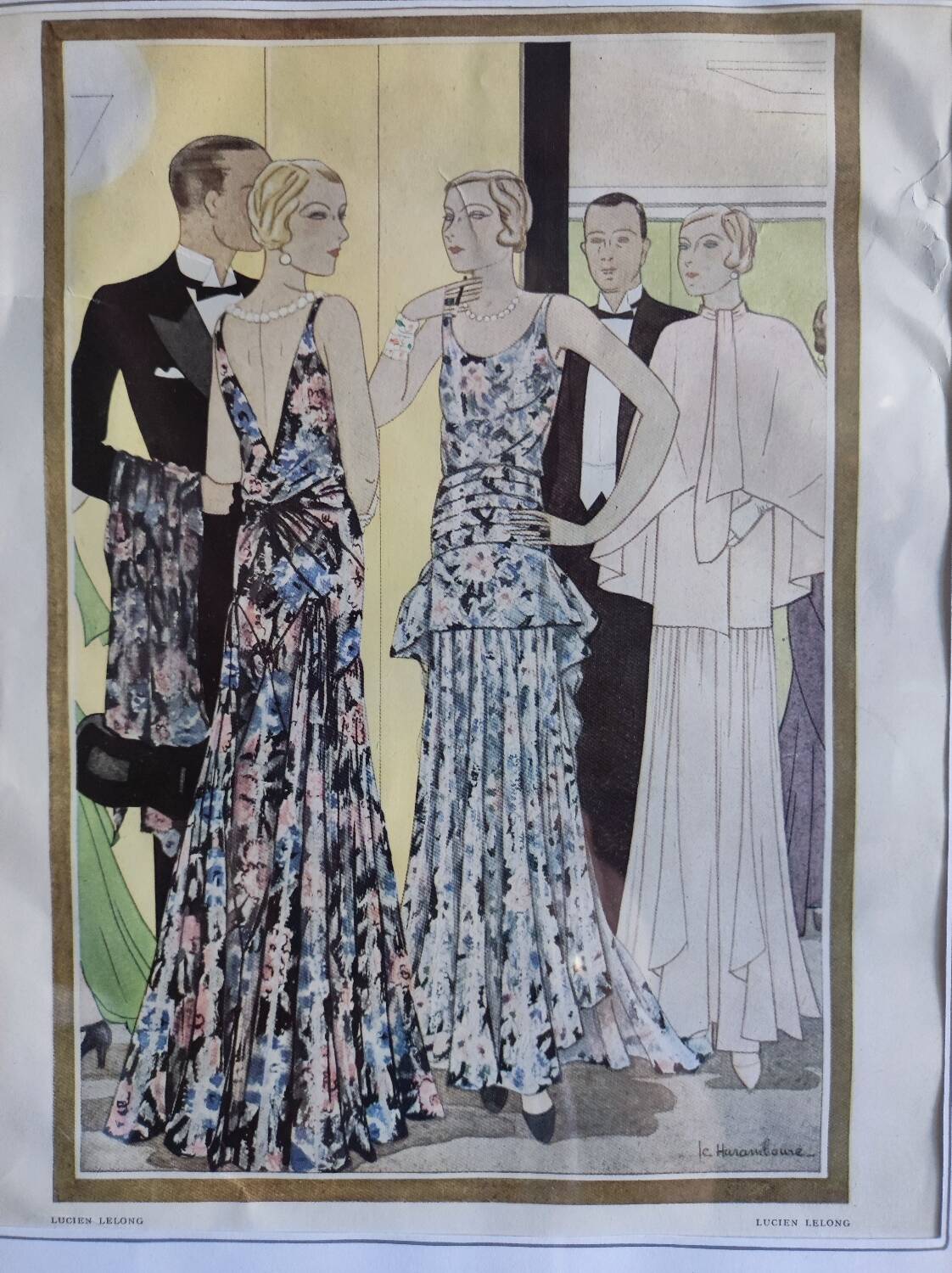 Cadre illustration de la mode de Lucien Lelong, 1940-50