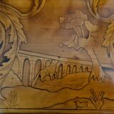 Bureau à gradin en marqueterie, aux fables de La Fontaine,  XIXème