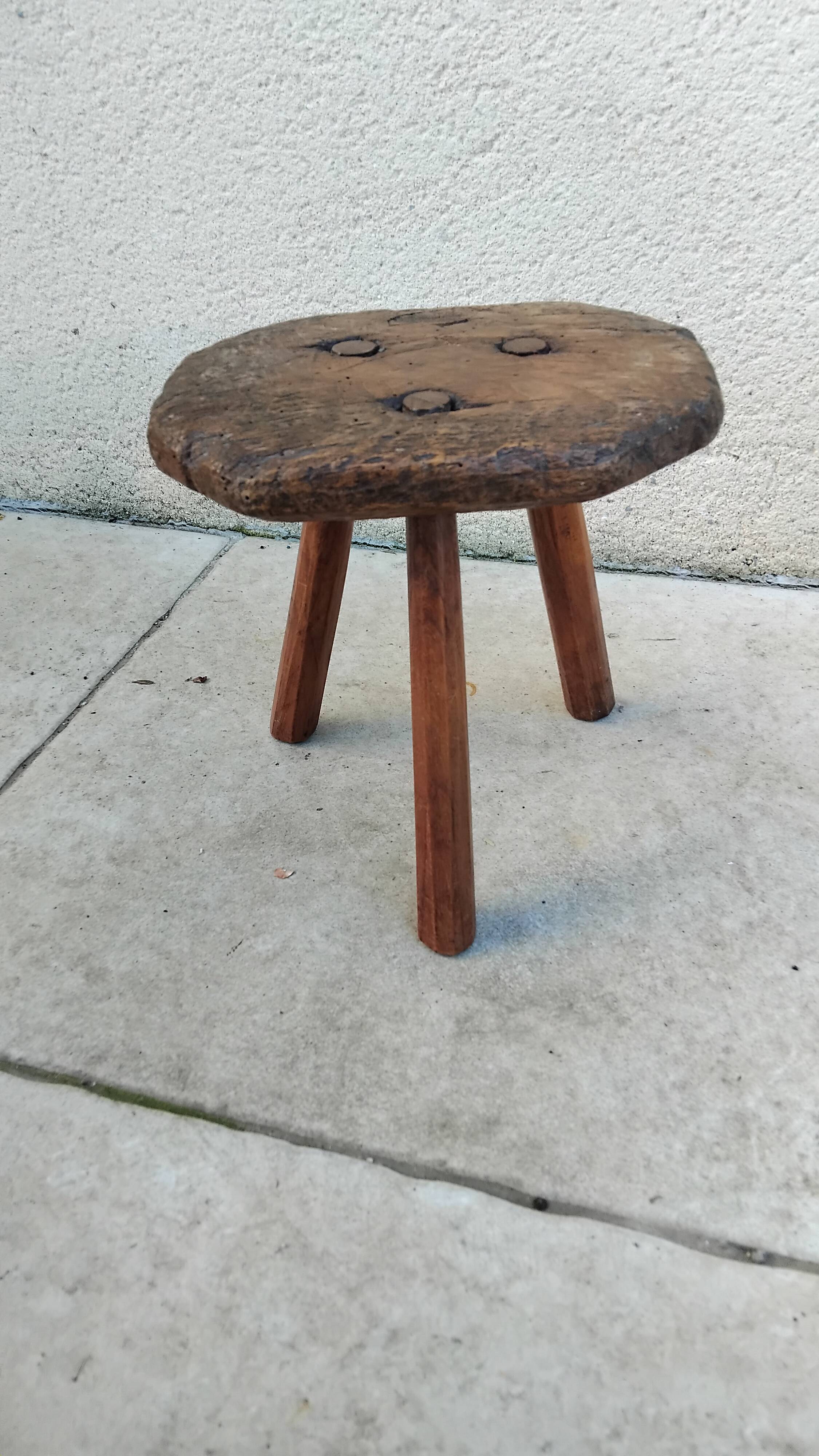 Antique vintage farmhouse tripod stool