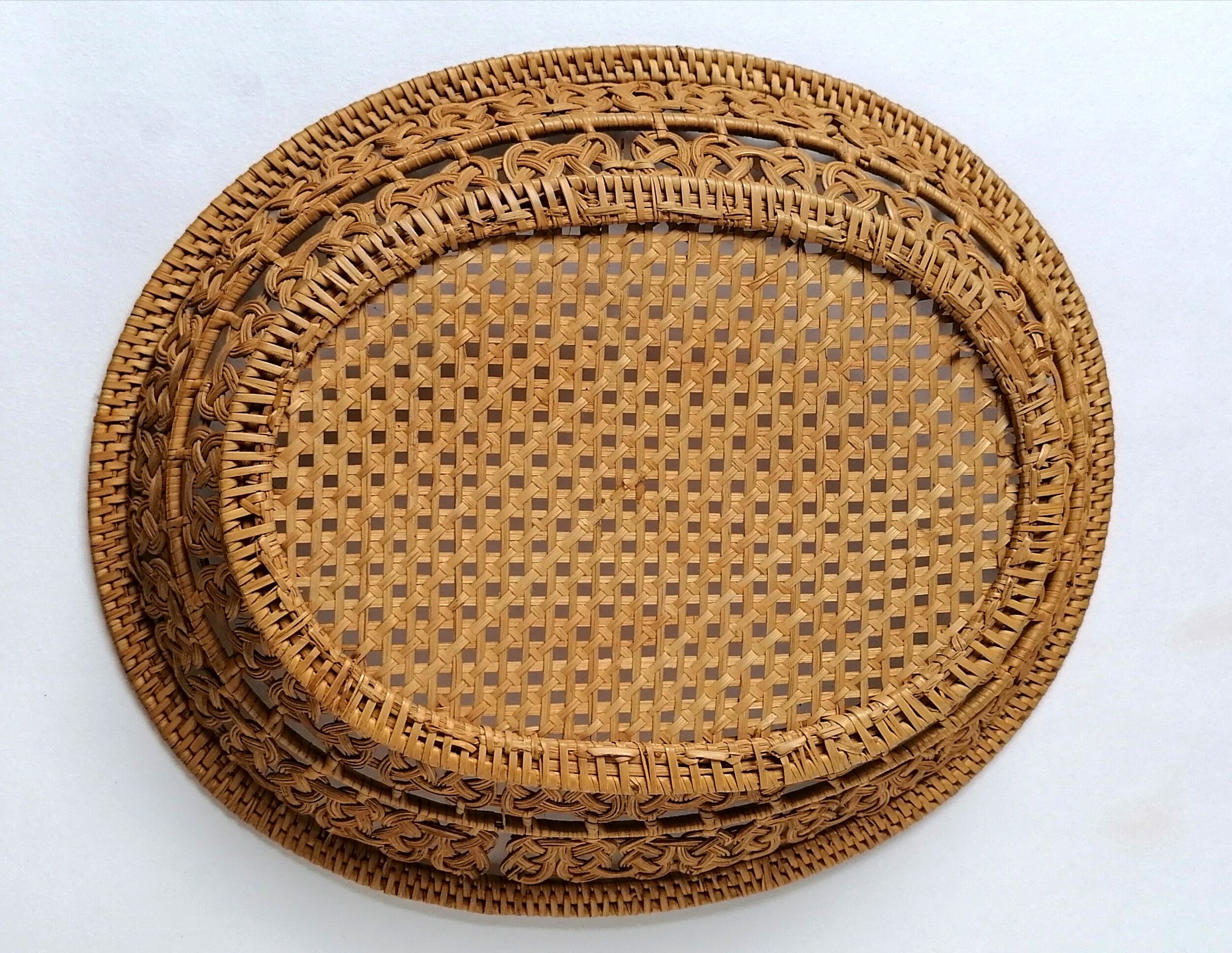 Old basket braided in rattan