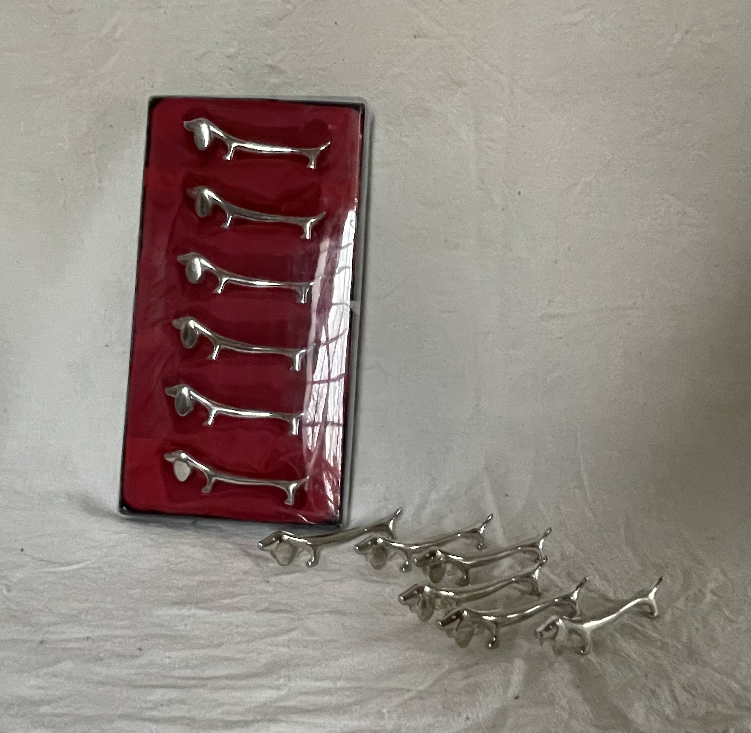Silver dachshund knife holder