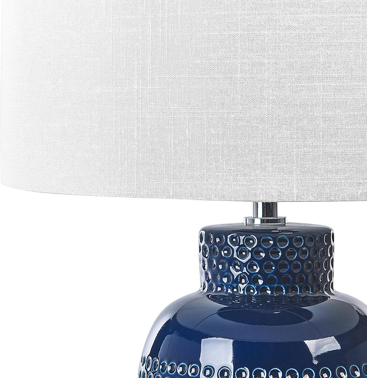navy blue ceramic table lamp with shade