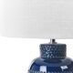 navy blue ceramic table lamp with shade