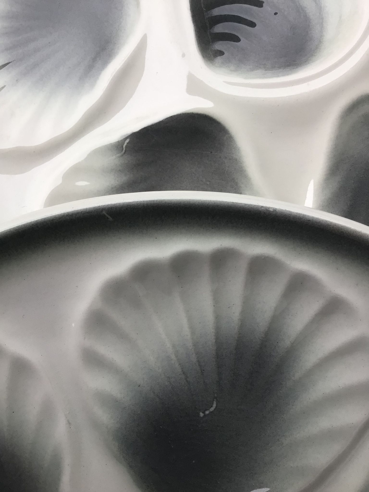 6 assiettes à huîtres Moulin des Loups blanc et gris