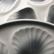 6 assiettes à huîtres Moulin des Loups blanc et gris