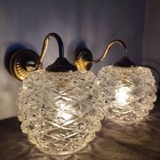 Pair of scones glass scones and vintage golden metal