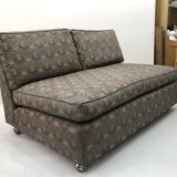 Low Tuxedo Two Seater Sofa On Wheels Mid Century Modern Settee 1960s Multicolour