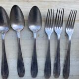 Set of 3 forks and 3 tablespoons in silver metal
