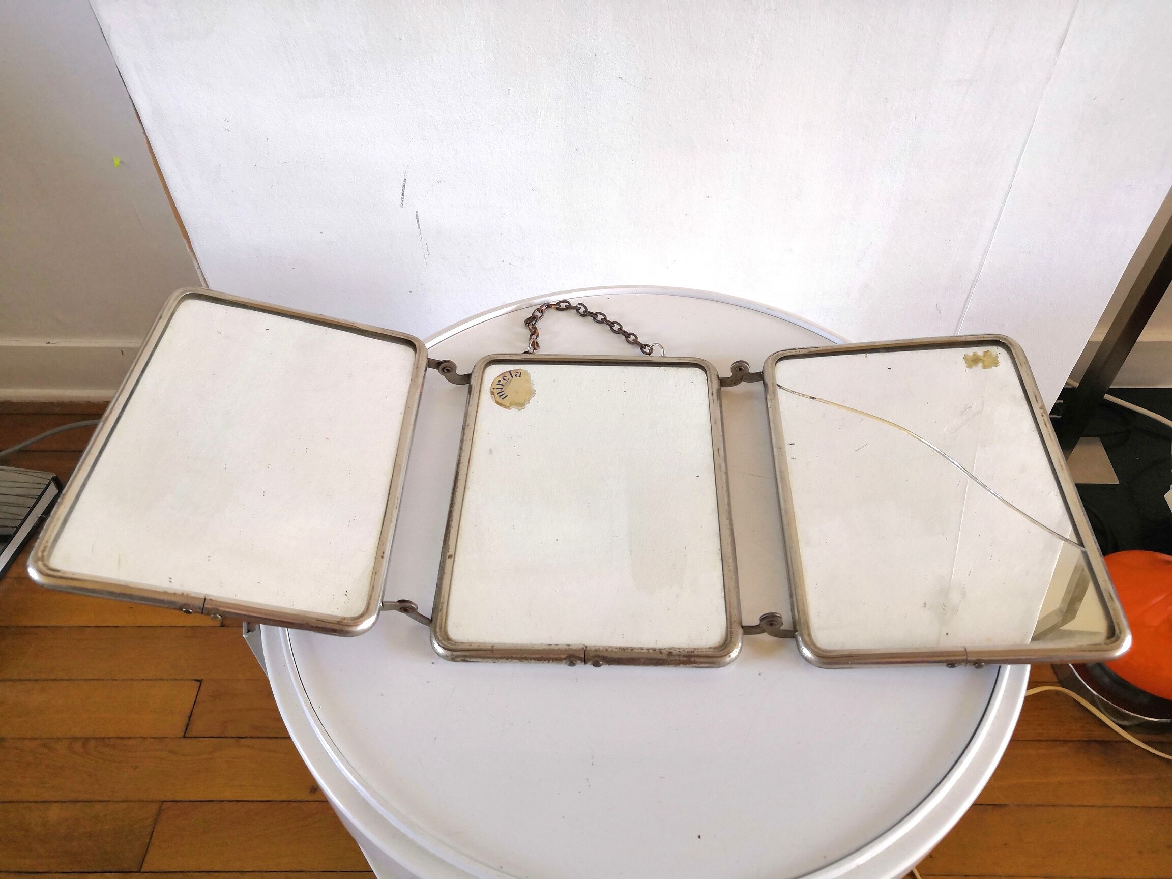 Triptych mirror of Barbier Mirclair design 60s