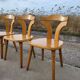 Vintage dining set - blond oak 1970s - extendable table and 4 chairs