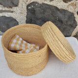 Straw covered basket