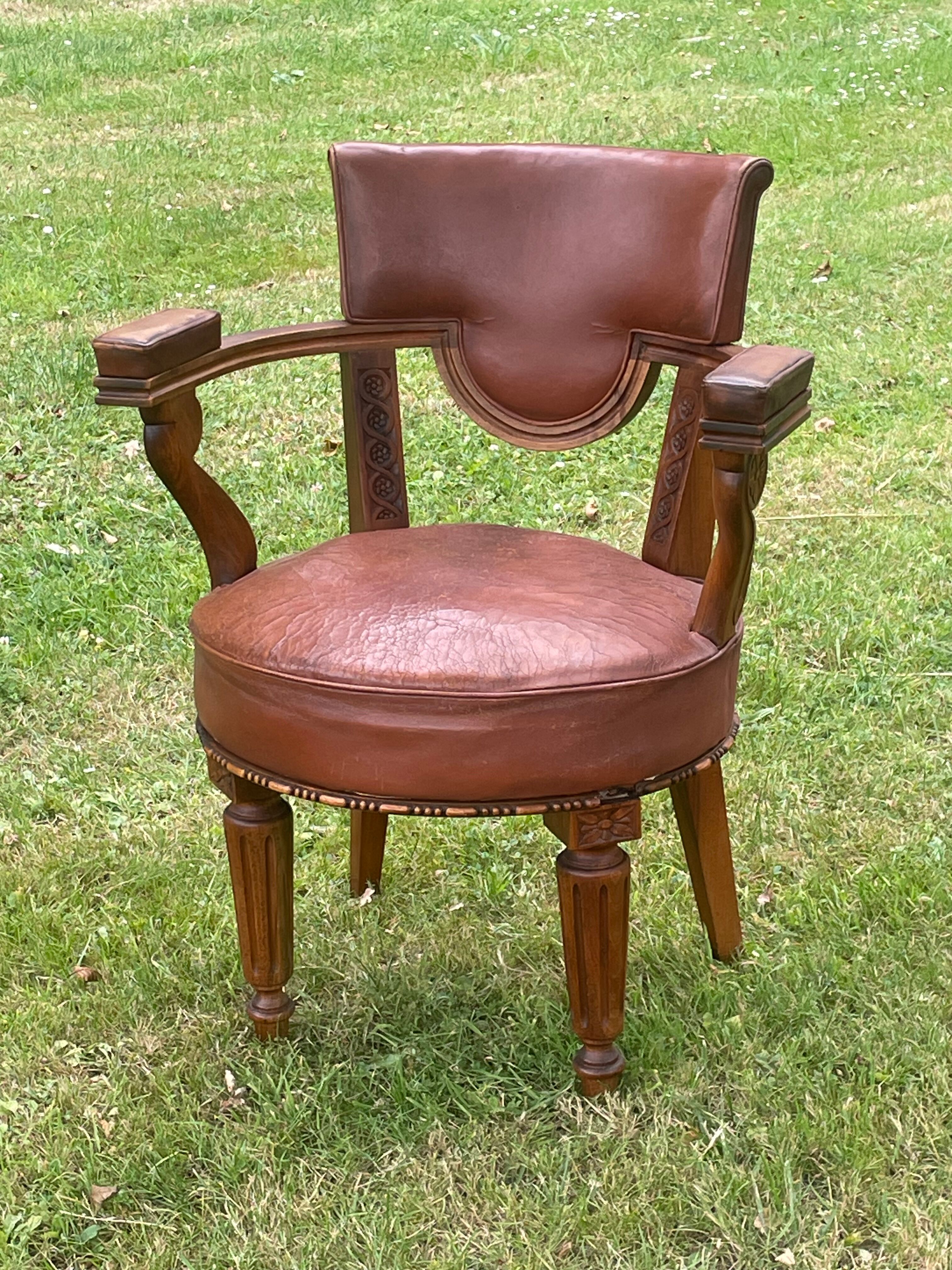 Old leather office chair