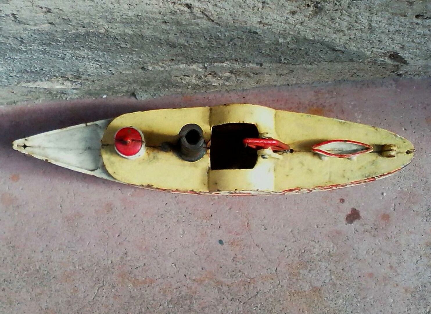 Old mechanical boat of the "Wilkins Toy Company"