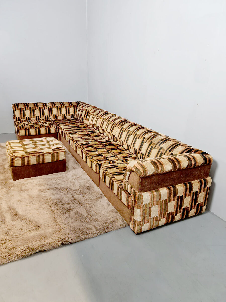 Midcentury modular sofa Laauser vintage 'Earth tones'