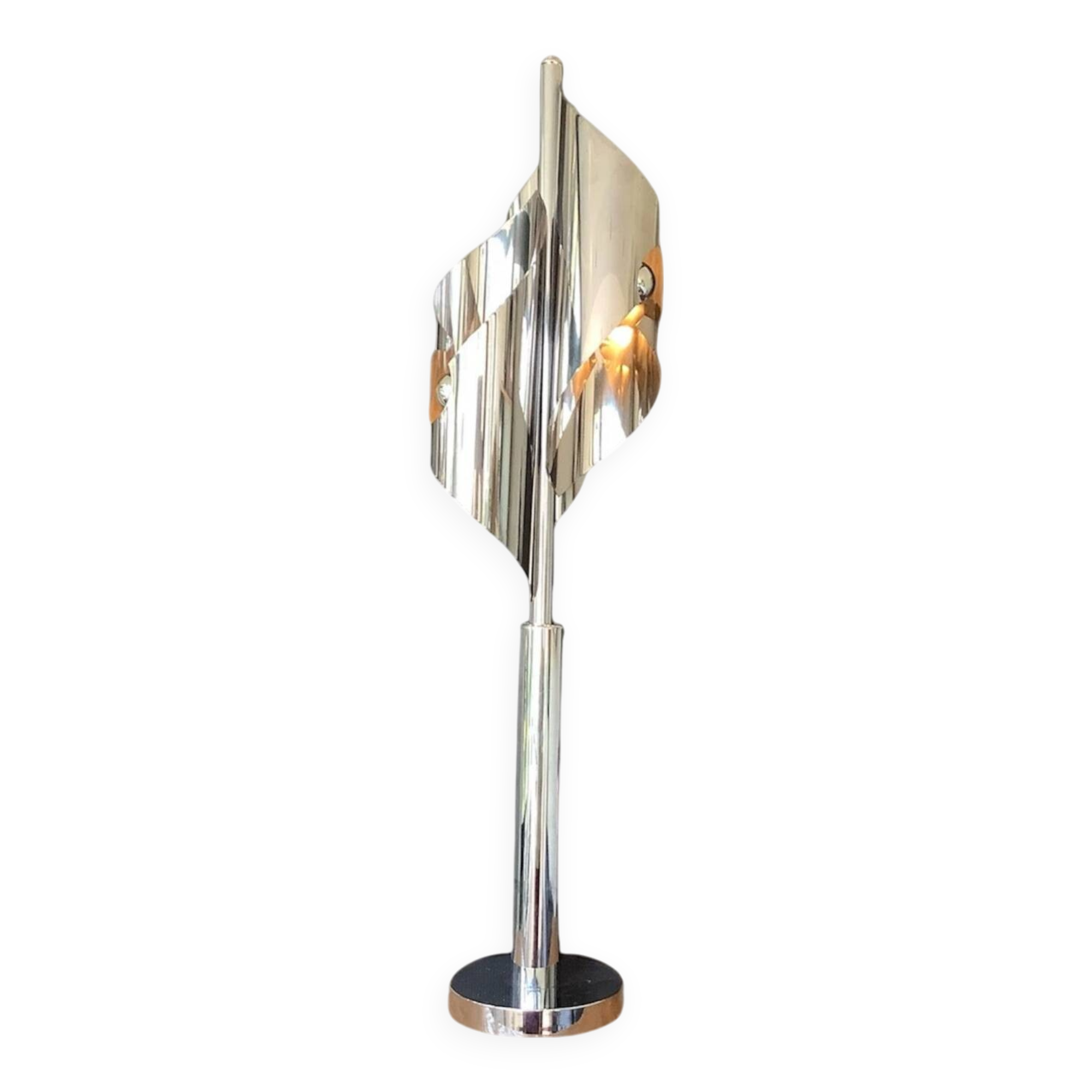 Large Chrome Lamp 3 Lights Space Age Italy 70's Dlg Reggiani