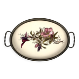 Porcelain tray decorated with flowers, openwork metal gallery