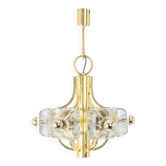 Suspension en laiton et verre cristal par Sische, Allemagne, années 1970