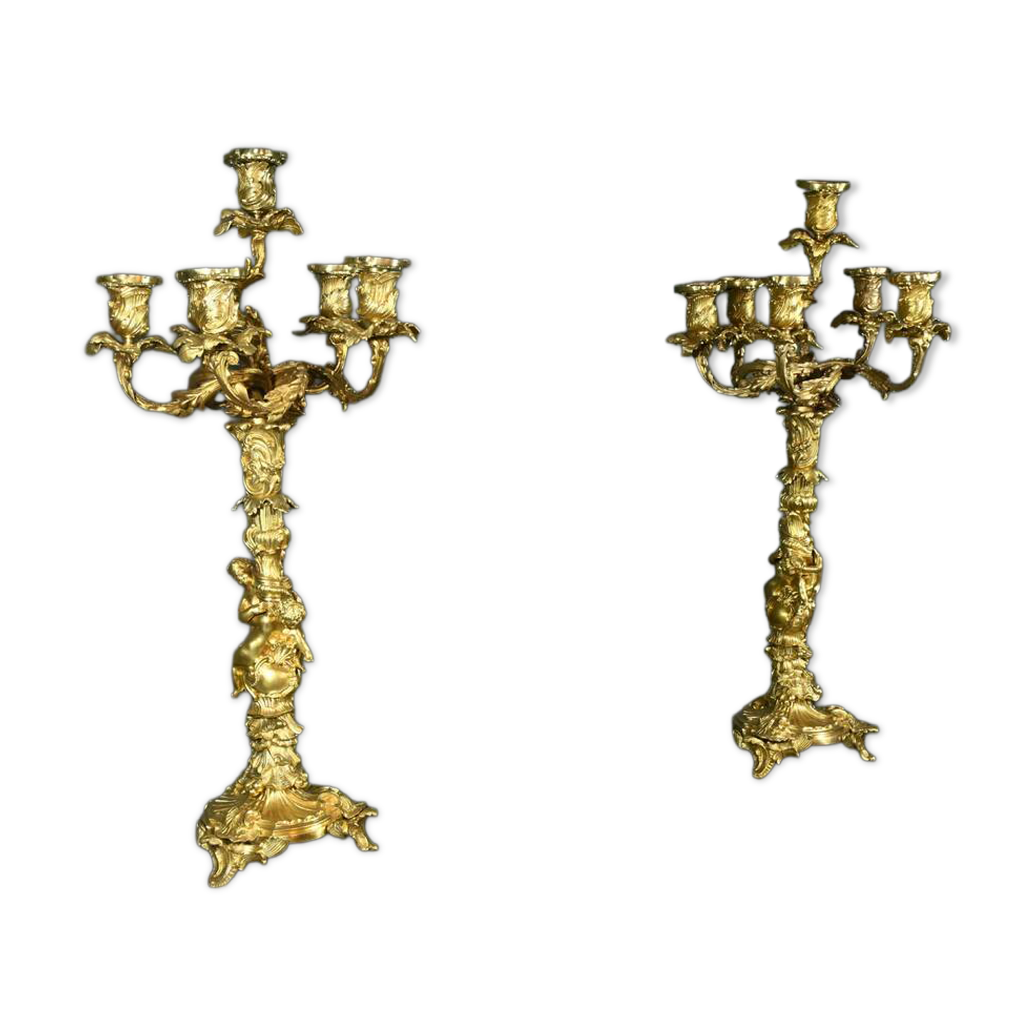 Bronze Candelabra, after J-A. Meissonnier, Rococo style, Napoleonic era