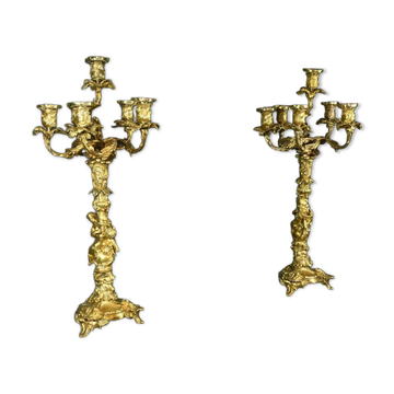 Bronze Candelabra, after J-A. Meissonnier, Rococo style, Napoleonic era
