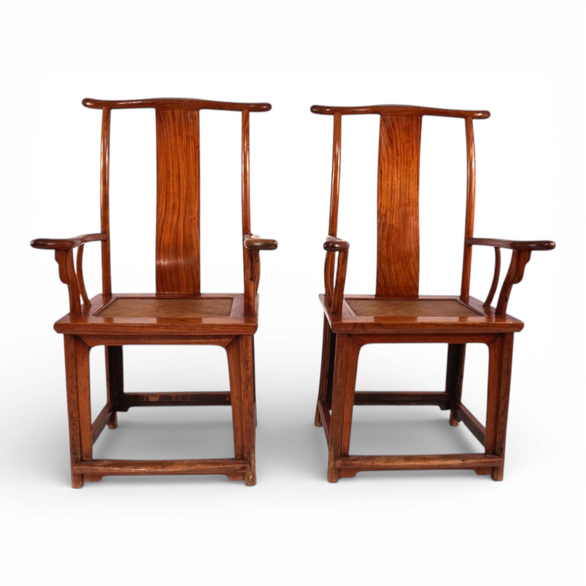 Set of 2 Chinese high-backed armchairs in the style of the Ming Dynasty, 19
