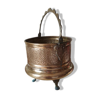 Copper and bronze tripod cauldron