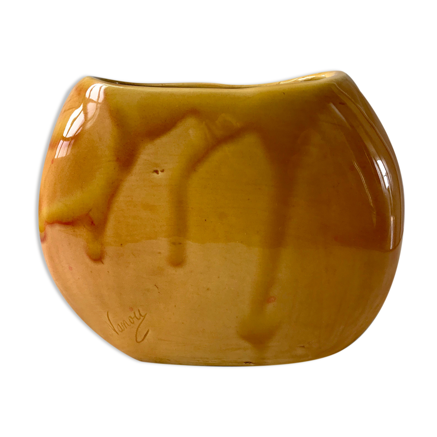 Handmade ceramic vase 70s signed