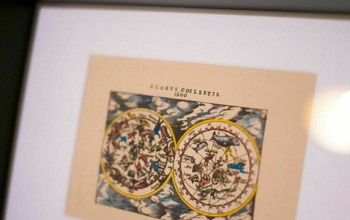 Engraving latin celestial map 1600