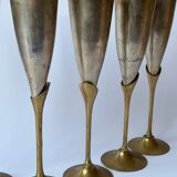 Set de 6 flûtes de champagne en laiton, 1970