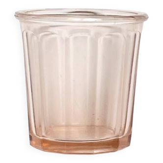 Pot à confiture ancien en verre rosé