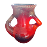 Vase en céramique vernisé rouge, marron, noir