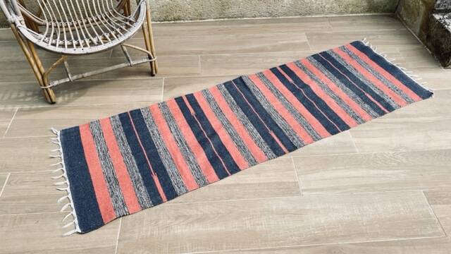 VINTAGE 80s Cotton Kilim RUG