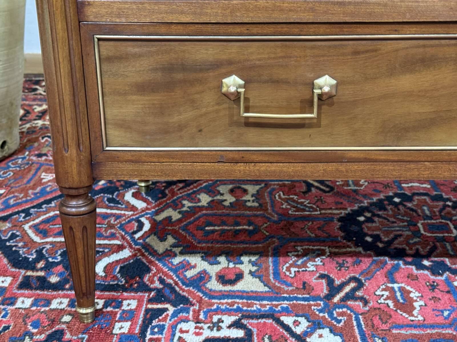 Louis XVI commode in mahogany with a marble top from the 1950s.