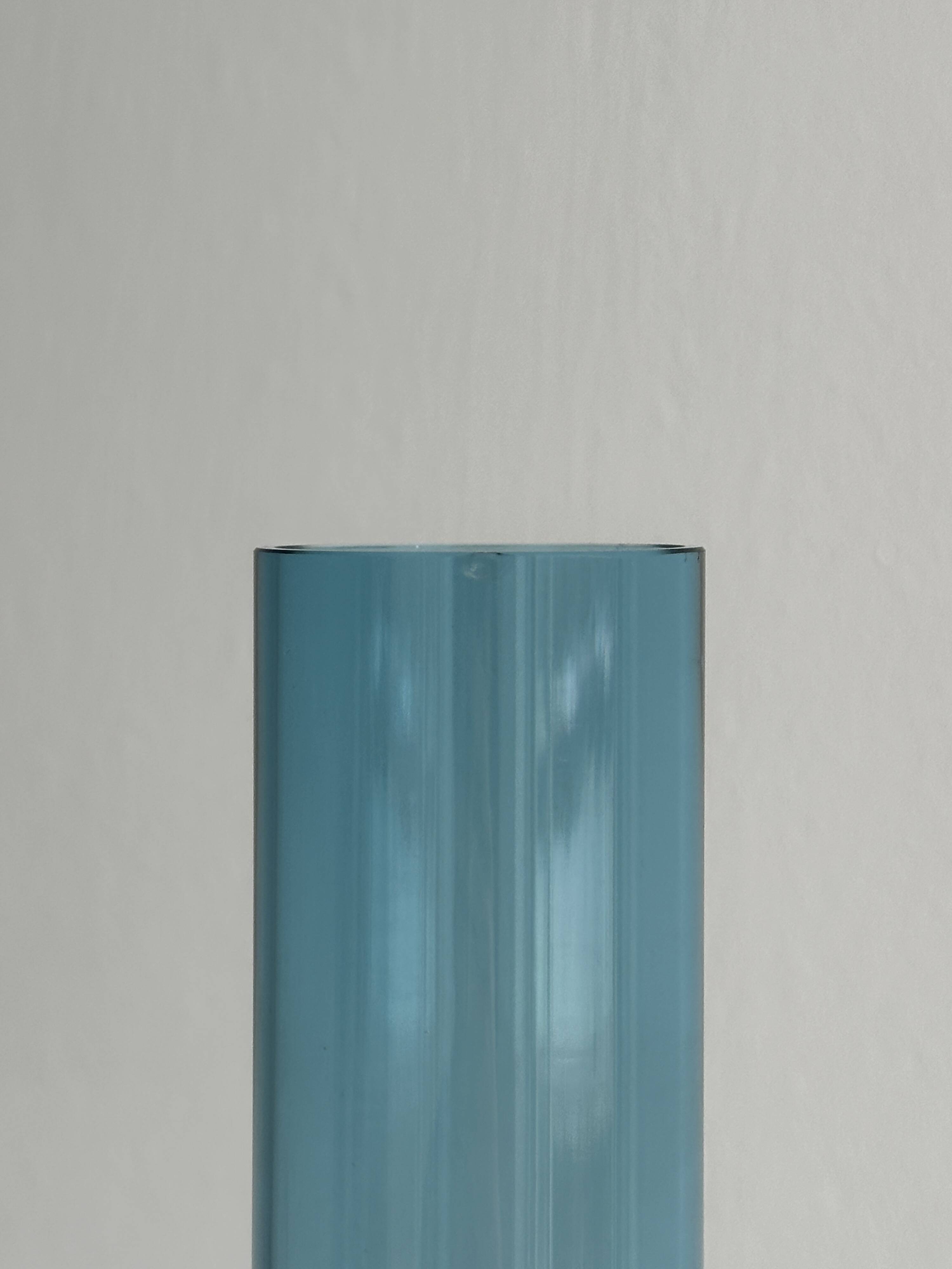 Transparent blue glass vase