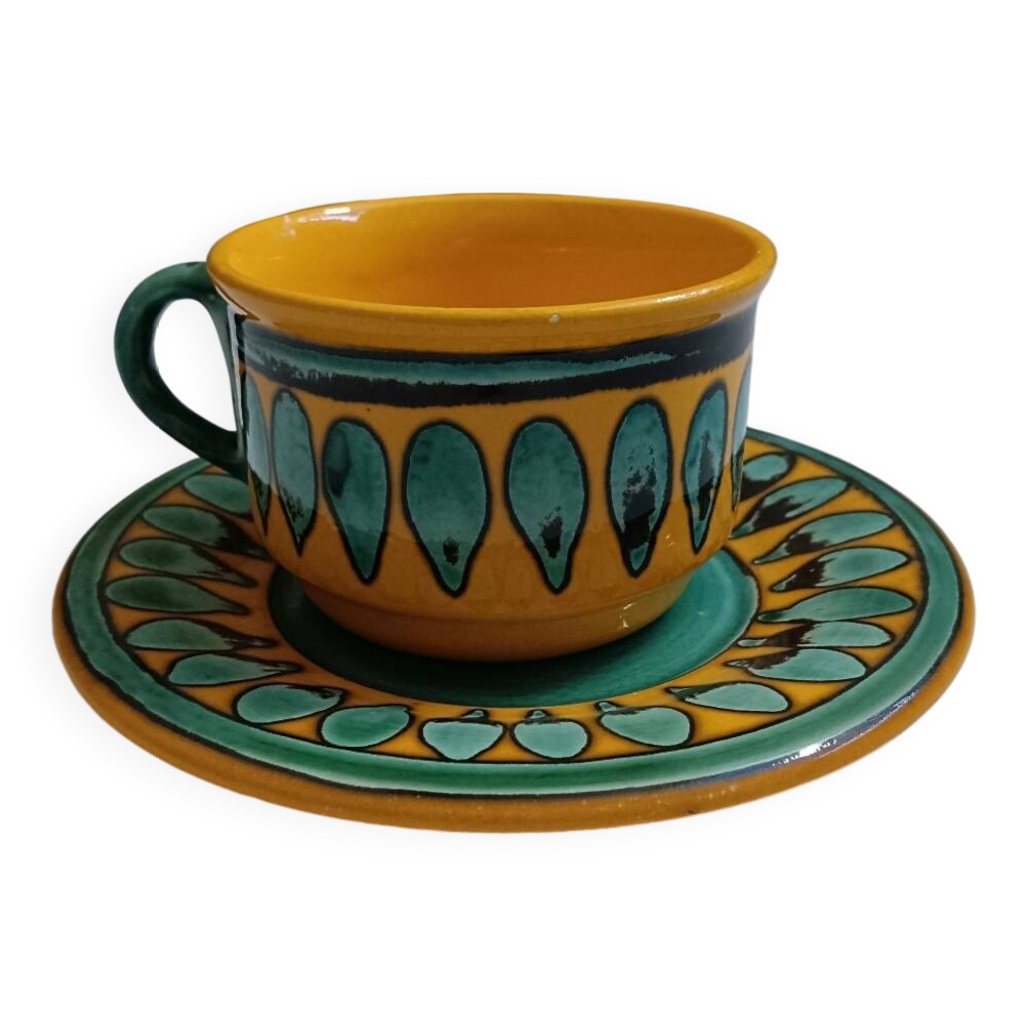 Large Saint Clement Yellow and Green Mug
