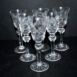 Series of 6 diamond cut crystal liqueur glasses Cristallerie Lorraine Lemberg 11cm